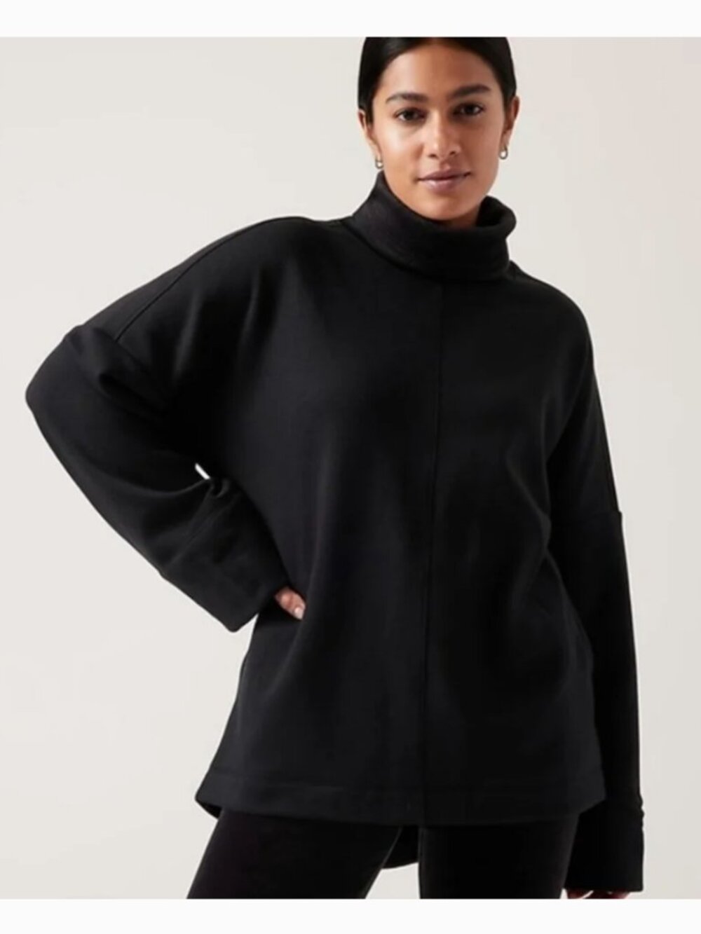 Athleta Cozy Karma Funnel Neck Sweatshirt Black